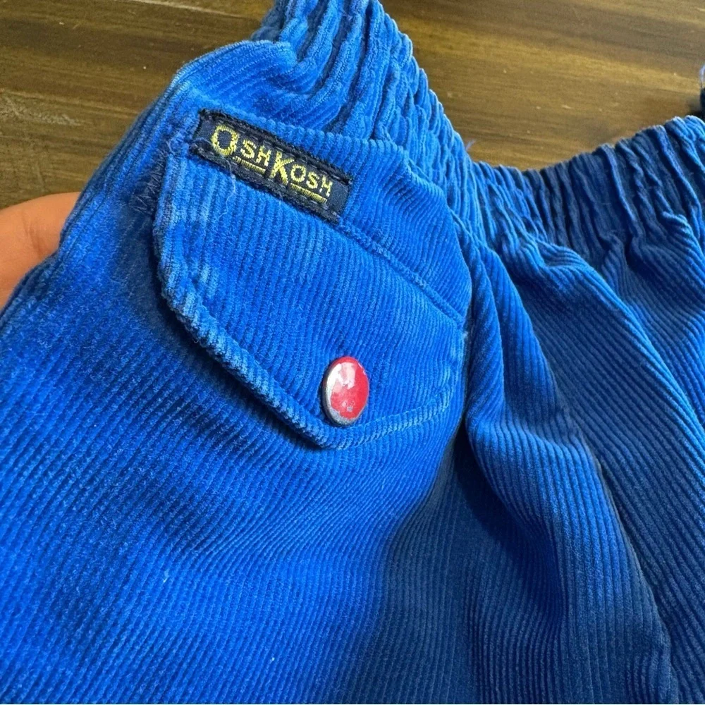 Oshkosh Union Made American Vintage Blue Corduroy Pants Red Stripe Straight Wide